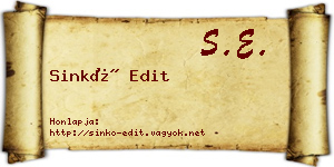 Sinkó Edit névjegykártya